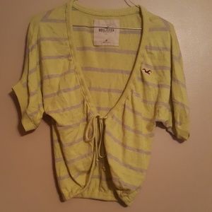 Yellow Hollister short sleeve cardigan